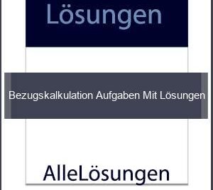 Bezugskalkulation Aufgaben Mit Lösungen - Lösungen PDF bild von Portada