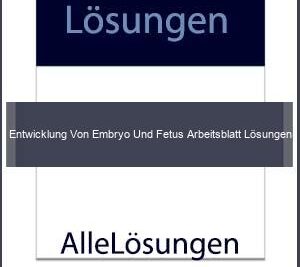 Entwicklung Von Embryo Und Fetus Arbeitsblatt Lösungen - Lösungen PDF bild von Portada